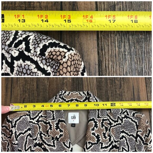 Cabi Knit Blazer Jacket Double Breasted Snake Print Career Size 4 Tan Gray Multi - Picture 15 of 16